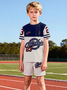 New York 28 Jersey Set, Kids Two-Piece Short Sleeve Shorts, 100% Polyester Casual Loose Fit, Summer Fun Print, Perfect Gift for Boys