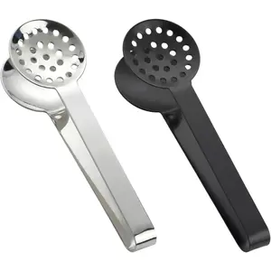 Stainless Steel  Bag Squeezer Tongs - Round Strainer Gripper , Durable  Filter Spoon Clamp for Mess-Free  Bag Handling, 2 count for  Drinkers, Kitchen & Bar Accessories(black&sliver)