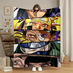 Naruto Themed Flannel Blanket Ultra Soft Cozy Warm High Quality Print Bedroom Couch Sofa Home Decor Throw Decor Decorative Throw Perfect Birthday Gift Christmas Gift for Anime Fans Adults Teens Men Women Hidden Leaf Ninja Style