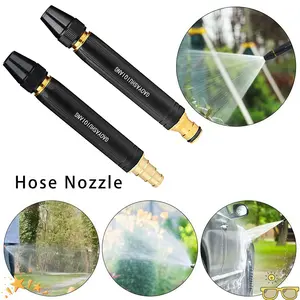 2PCS Home High-Pressure Car Wash Water Gun with Ten Times Pressure Boost Technology and Two Hose Connectors for Driveway Cleaning and Plant Care(Not Included)