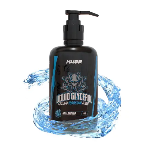 Huge Supplements Liquid Glycerol Supplement, Enhances Muscle Pumps, Increases Muscle Fullness, Boosts Endurance, Cellular Hydration Agent, Clean & Convenient Pump Top, Unflavored (60 Servings) Supplement Drink Workout Supplement