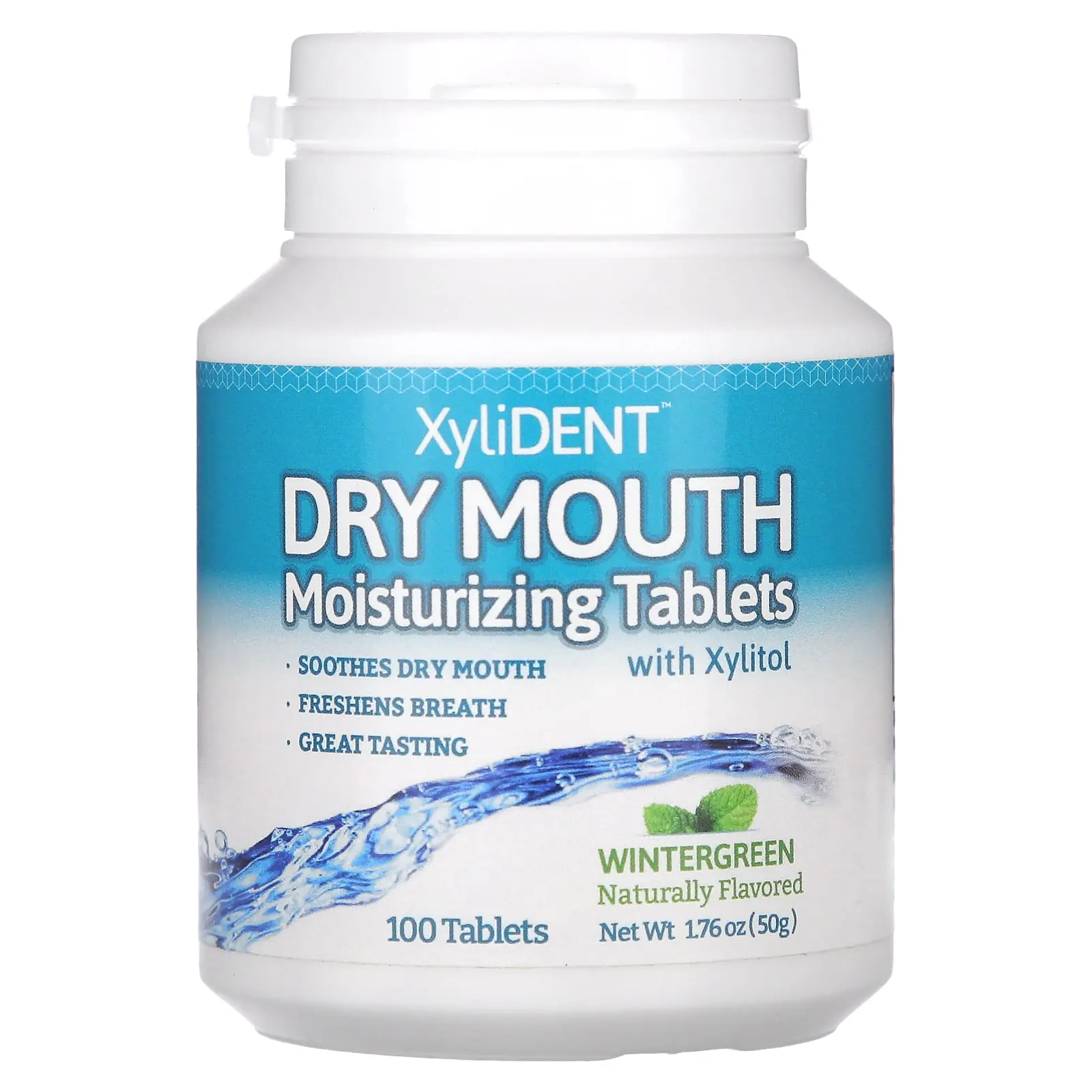XyliDENT Dry Mouth, Moisturizing Tablets with Xylitol, Wintergreen, 100 Tablets, 1.76 oz (50 g) | HSA/FSA Eligible