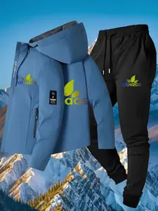 Men's Printed Hooded Windproof Jacket, Zipper Front, 100% Polyester, Gradient Clover Print, Long Sleeve, Casual Outdoor Spring/autumn