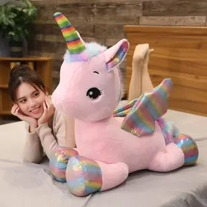 Huggable Soft Cute Unicorn Dream Rainbow Plush Toy High Quality Pink Horse Sweet Girl Home Decor Sleeping Pillow Gift For Kids