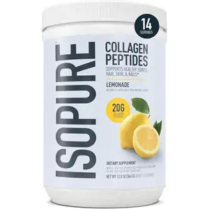 Isopure 20g Grass-Fed Collagen Peptides with Biotin + Vitamin C – Supports Skin, Hair, Nails & Joint Health – Lemonade, Keto Friendly Collagen Powder, 14 Servings