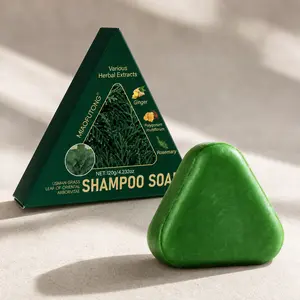 Nature Triangle Shampoo Bar, Usman Grass Formula with Herbal Extracts, Calming & Strengthening Eco-Friendly Haircare Cleanser for Men & Women