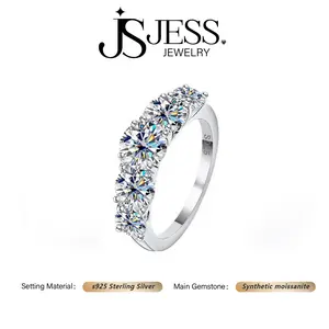 【#1125】Brilliant 3.6ct Five-Stone Synthetic Moissanite Ring, Classic Solitaire, S925 Sterling Silver Jewelry for Women