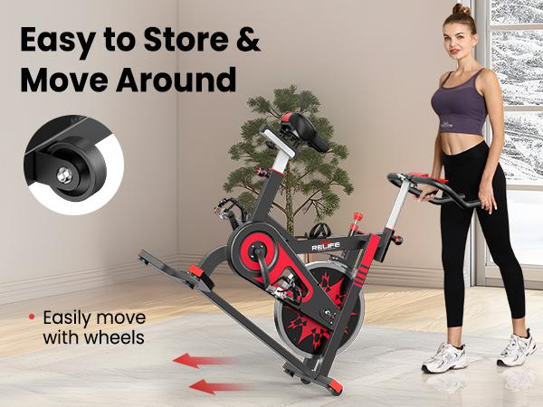 RELIFESPORTS Indoor Cycling Bike with Magnetic Resistance, Ergonomic Seat & Tablet Holder, Quiet Stationary Exercise Bike for Home Cardio