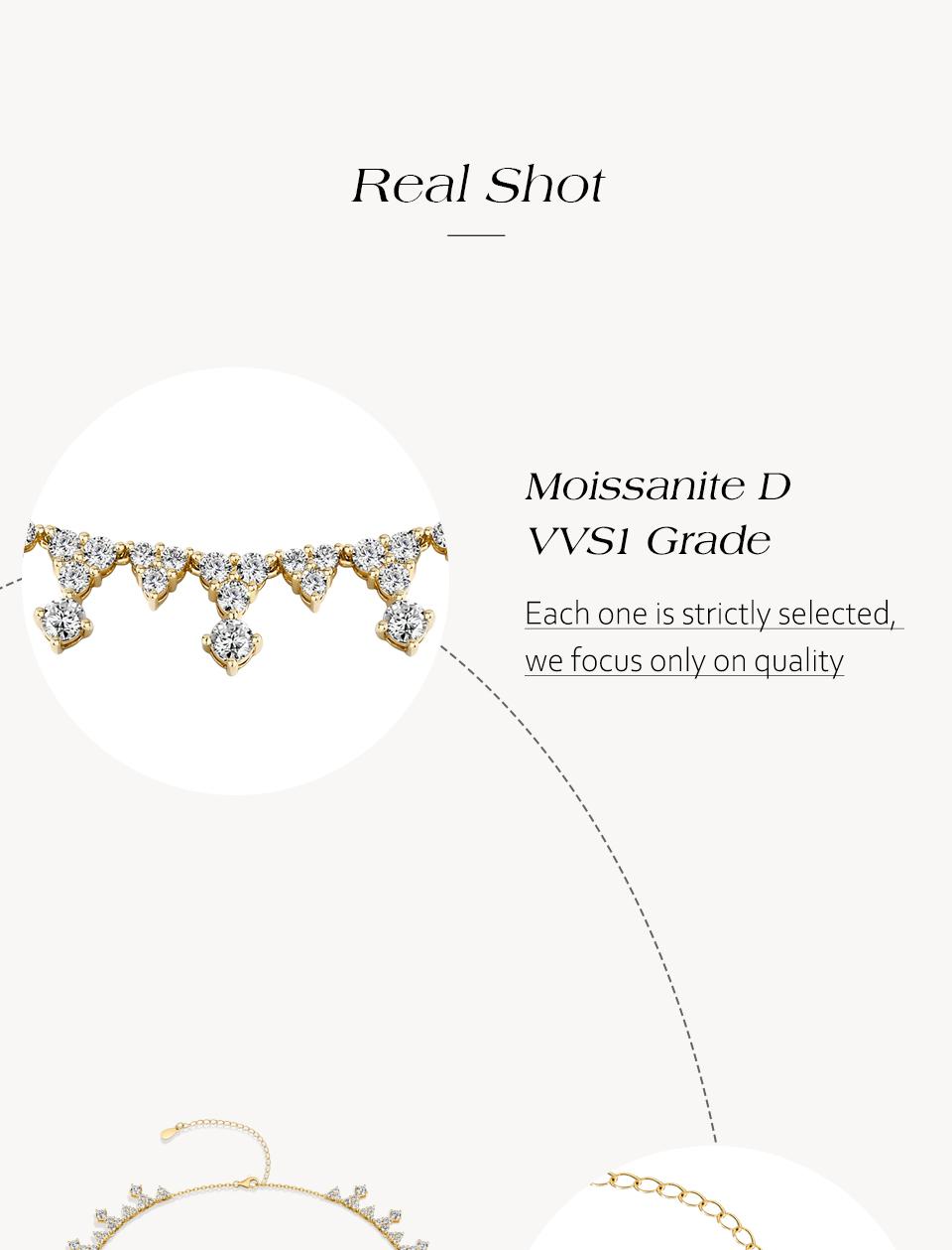 ATTAGEMS 4.0mm Round Cut D Color VVS1 Lab-Created Moissanite Necklace for Women Girls S925 Sterling Silver Birthday Anniversary Gift Luxury Jewelry N066