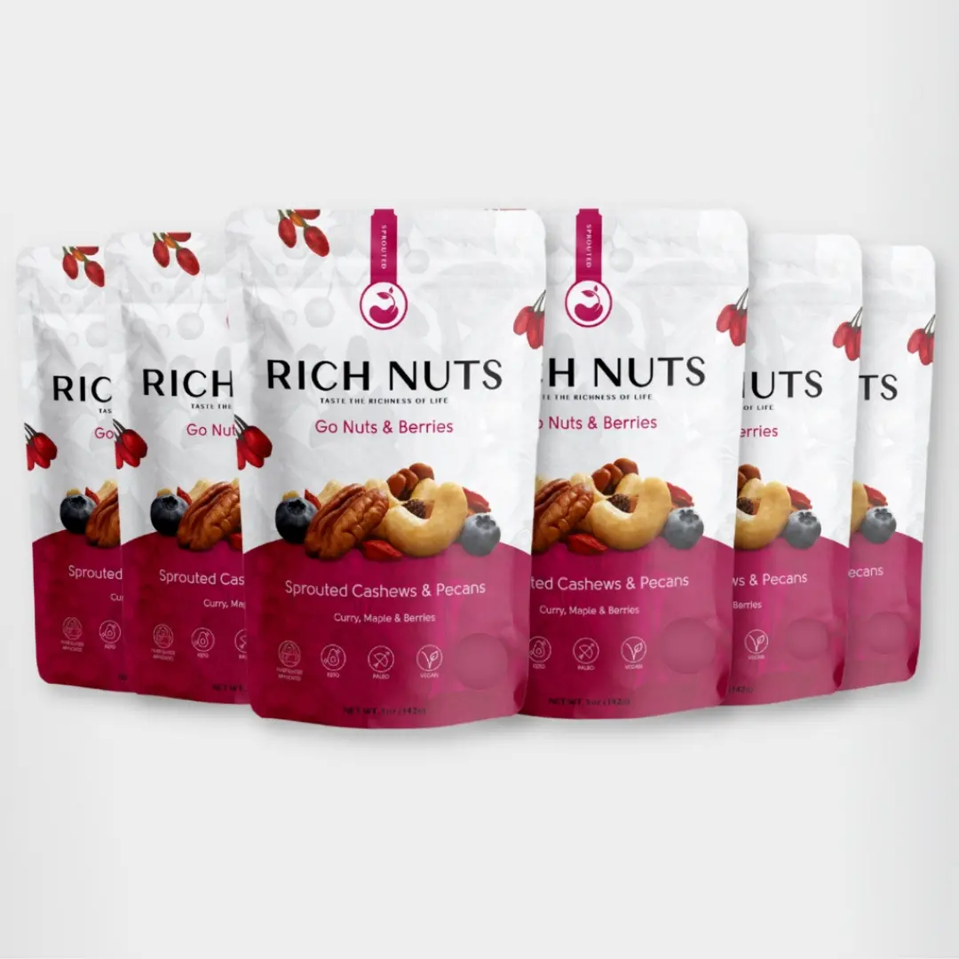 Rich Nuts Go Nuts & Berries Sprouted Trail Mix - 92% Organic Ingredients, Vegan, Gluten-Free, Paleo Diet Approved Snack with Blueberries, Raisins, Goji Berries - Protein Protein