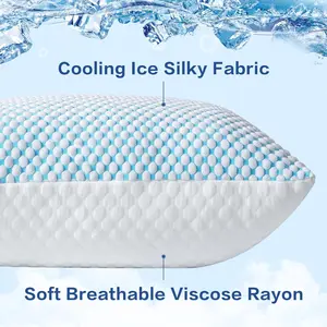 Cooling Memory Foam Queen Pillows Set of 2,Adjustable Support & Heat Dissipation Tech for Side,Back,Stomach & Hot Sleepers, OEKO-TEX Certified (30"x20")