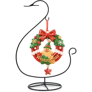 12 Inch Ornament Display Stand, Glass Ball & Air Plant Holder Terrariums Hanger, Black Iron Wire Hanging Hook for Christmas Halloween, Home and Office Decor (Swan Shape 1 Pcs)