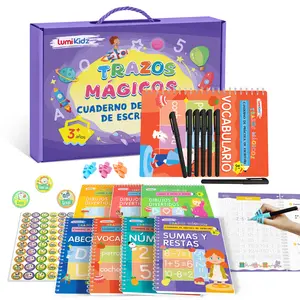 Spanish Magic Grooved Writing Practice Books for Kids 7 Pack Reusable Handwriting Workbooks with Disappearing Ink Pens for Letter Numbers Math Tracing Copybook for Preschool Age 3-8 Easter gifts