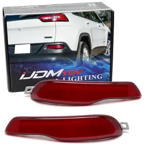 iJDMTOY OE-Spec Red Lens Rear Bumper Reflector Lenses For Jeep 2014-2018 Cherokee (KL), OE-Spec LH RH Assembly