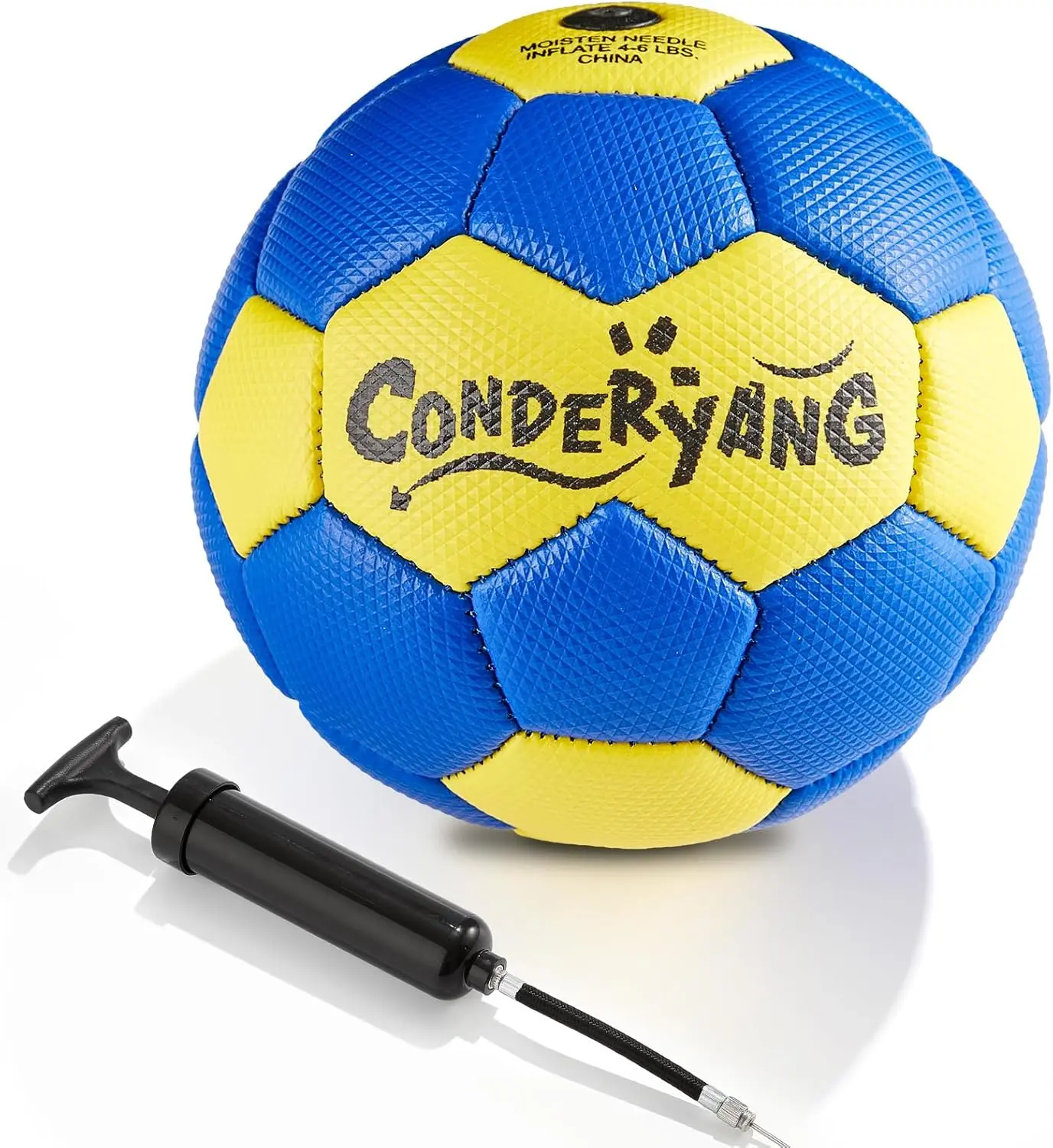 Handball Ball with Pump Needle PU Blue and Yellow Hand Ball Balls Single Handball Attractive and Durable Design for Youth League Game Training Practice