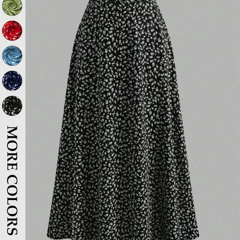 Women's High Waist Ditsy Floral Midi Skirt Daisy Print A-Line Flowy Long Skirts French Girl Cottagecore Aesthetic Boho Summer Beach Vacation Casual Daily Outfits 90s Y2K Vintage Slip Skirt Lightweight Flattering Fit Spring Viral Fashion