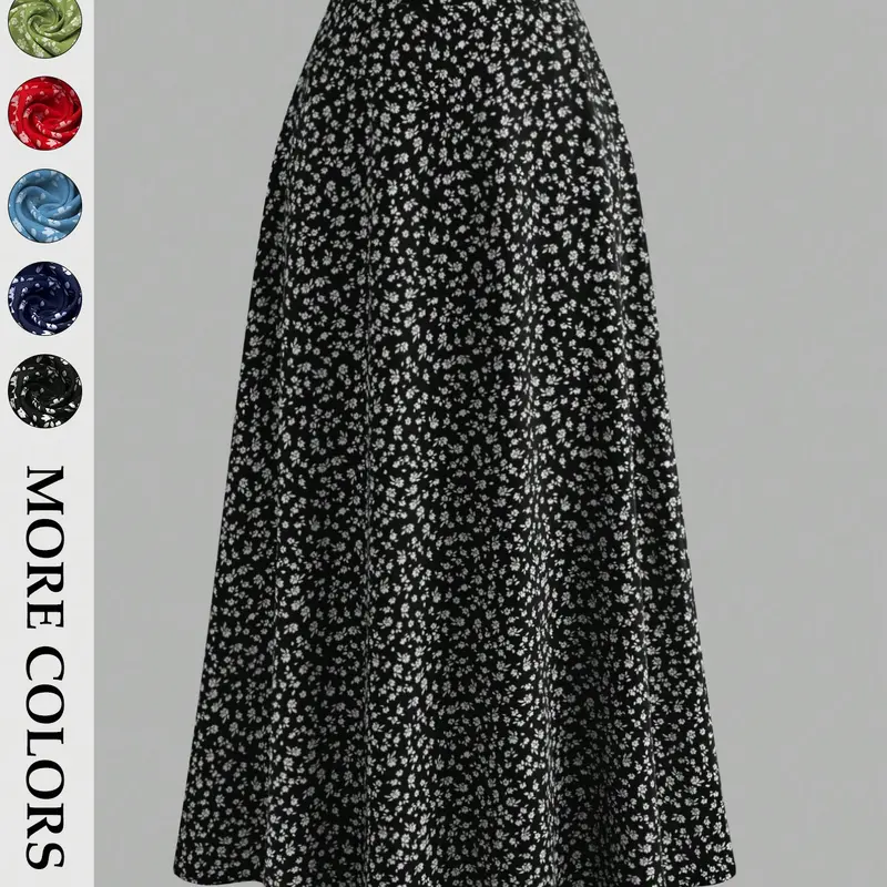Women's High Waist Ditsy Floral Midi Skirt Daisy Print A-Line Flowy Long Skirts French Girl Cottagecore Aesthetic Boho Summer Beach Vacation Casual Daily Outfits 90s Y2K Vintage Slip Skirt Lightweight Flattering Fit Spring Viral Fashion