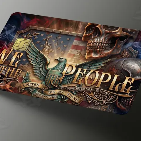 We the People Modern American Identity & Patriotism Reusable Sticker Sleeve - Standard Credit Card Size Scrapbook Supplies, Long-lasting Hold, Secure Protection for Protecting Credit Cards, DIY Scrapbooking & Stamping