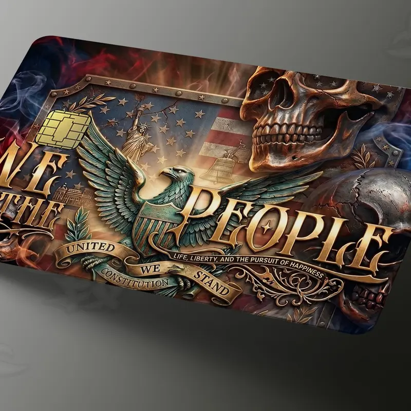 We the People Modern American Identity & Patriotism Reusable Sticker Sleeve - Standard Credit Card Size Scrapbook Supplies, Long-lasting Hold, Secure Protection for Protecting Credit Cards, DIY Scrapbooking & Stamping