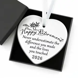 Heart-Shaped Ceramic Gift Box Retirement Memorial Ornament, Work Friendship Colleague Leader Retirement Souvenir, Universal Hanging Decoration
