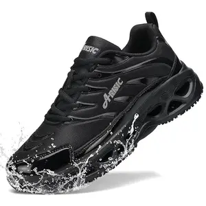 Men's Non-Slip Work Shoes Slip-On Walking Sneakers, Waterproof Chef Shoes for Kitchen & Food Service