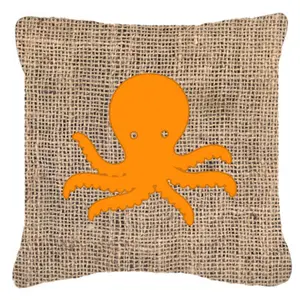 212 MAIN Octopus Print Decorative Pillow - Polyester Heavyweight Burlap-Look, Orange, Fade-Resistant, Suitable for Indoor/Outdoor Use