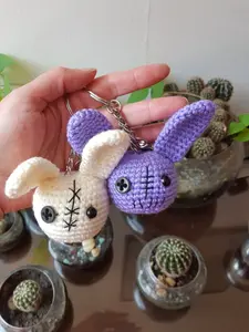 Zombie bunny, Halloween gift women, Birthday gift for bunny lovers, voodoo keychain crochet, creepy valentines gift for friend