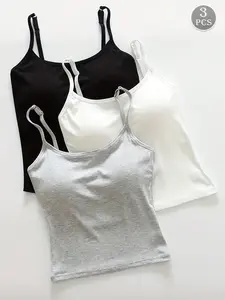 3-Pack Braided Tank Top Set for Women, Sleeveless, Slimming Design, Adjustable Straps, Breathable Material, Ideal for Daily Wear & Office Use