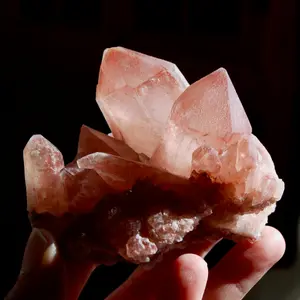 3.7in 292g ET Isis Face Tantric Twin Soulmate Strawberry Pink Lemurian Quartz Crystal Cluster Dreamsicle, Serra do Cabral, Brazil