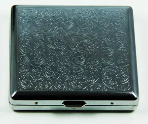RFID Blocking Victorian Style Classic Metallic Silver Color Double Sided King and 100s Cigarette Case Holder and Credit Card RFID Protective Security Wallet