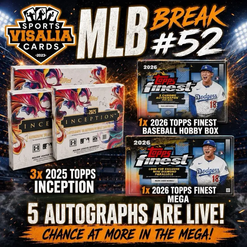 Topps MLB PYT Break #52 - 3x 2025 Topps Inception 1x 2026 Topps Finest Hobby & 1x 2026 Topps Finest Mega