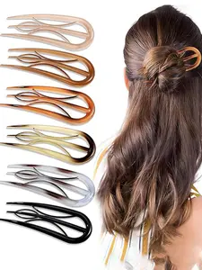 6pcs French Hair Pins for Women, Large 3-Prong Styling Clips, Secure Hold for Thin & Thick Hair, Ideal for Updos & Hairstyles, Hair Clip Set, Hairpins