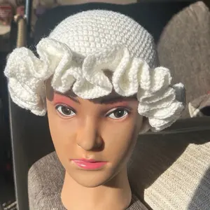 Crochet ruffle hat