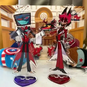 2pcs Hazbin Hotels Hot Anime Acrylic 3 Vees Alastor Stand Husk/alastor Tabletop Decorations Accessories Decor Gifts Products