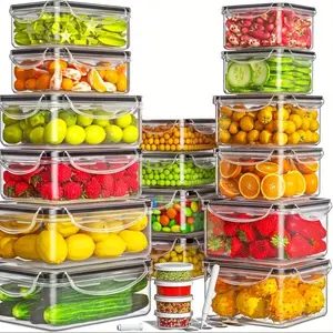 GHQ 40-Piece Set With Airtight Lids Lunchbox Combo, Food Storage Containers, Leak-Proof Leftovers Container, Stackable Freezer/Microwave/Dishwasher Lunchboxes (20 Rectangular + Round + 20 Lids)