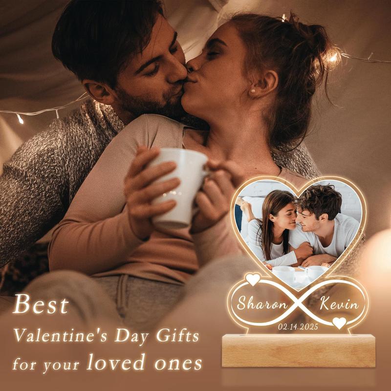 Custom Music Plaque Picture Frame with LED Night Light, Acrylic Song Plaque, Personalized Anniversary Couples Gifts for Women & Men, Unique Valentine's Day Gifts from favor photo, Turn Photo and Song into Art Pieces