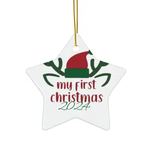 Personalized Ceramic Ornament - My First Christmas 2024, Holiday Keepsake, Family Gift, Baby's First Christmas, Tree Decor christmas ornaments