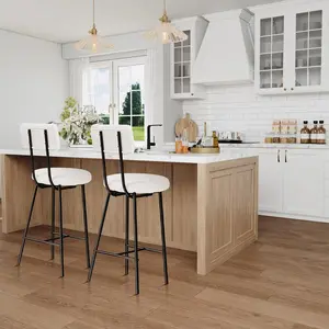 Bar Stools Set of 2 24 Counter Height Bar Chairs with Backrest Footrest - Modern Upholstered Round Seat Stools for Kitchen Island Dining Cafe Pub