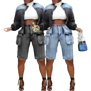 gym short Denim Cargo Shorts with Pockets High Waist Zipper Fly Short Jeans 2025 Summer New Popular Streetwear Workout Activewear Pants