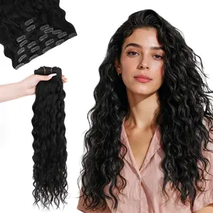 GOO GOO Hair Extensions Elf Curl Clip in Human Hair Extensions, 7pcs/9pcs 18-24inch curly hair，Elf Curl Clip in Human Hair Double Weft Natural Curl Hair Full Head for Women