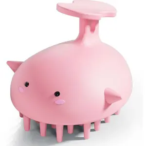 Silicone Scalp Massager for Hair Growth – Shampoo Brush & Exfoliating Scalp Scrubber for Dandruff Removal, Wet/Dry Scalp Care Tool for Thick, Curly, Straight Hair – Pink Head Massager for Shower