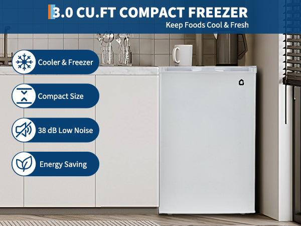【GARVEE】3.0 Cu.Ft Upright Freezer with Reversible Door & 7-Temp Control – Compact Energy-Efficient Freezer for Apartments, Dorms, Offices – White