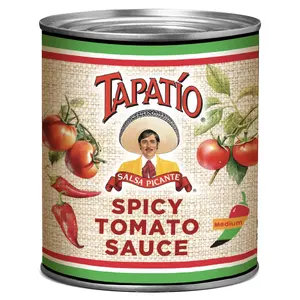 Tapatio Spicy Tomato Sauce 40oz Pack, Mexican Salsa Roja, Jitomate Chili Sauce Marinade For Enchiladas, Chilaquiles, Tacos, Burritos, Pasta, Soup, Bloody Mary Cocktail and More (5 x 8oz Cans)