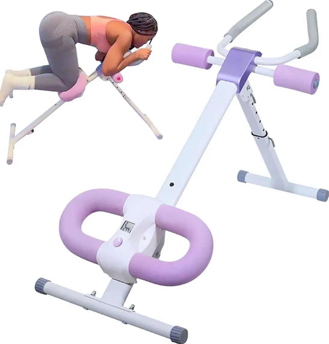 HOTWAVE Adjustable Ab Machine, Foldable Ab Trainer for Home Gym, Core Workout Equipment with LCD Monitor, Knee Support Design, 440 LBS Capacity
