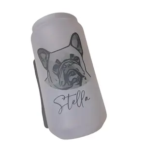 Pet Portrait 18oz Libby glass can  - Customizable Pet Artwork for Your Home
