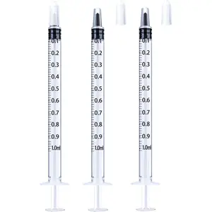1ml Syringe for Liquid, Oral, Scientific Labs, Measurement, Dispensing, with Cap- 3 Pack 1ml Syringes