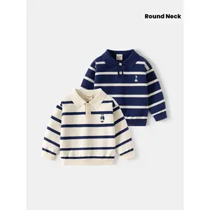 Boys' & Girls' Elegant Striped Winter Sweater - Soft Round Neck Pullover, Casual Fall/Winter Clothing with Striped Geometric Pattern, Easy Care Hand Wash/Dry Clean, Seasonal Gift for Toddler Boys & Girls (Regular Fit)