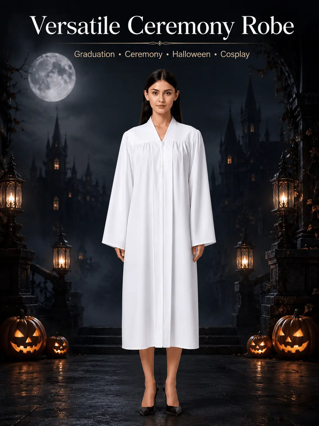 Multipurpose Long Robe, Graduation Gown Priest Halloween Cosplay Costume
