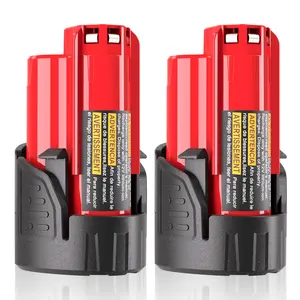 2Pack ∧∧-12 Battery 3Ah with LED Indicator, for Milwaukee ∧∧-12 Cordless Power Tools, 12V 3.0Ah Lithium Ion Battery Pack, Compatible with All ∧∧-12 Tools