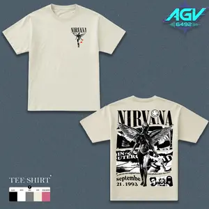 Retro Limited Nirvana Band Tour Black 2-Sided Vintage Tee Graphic Unisex Oversize Rock Band Heavyweight Cotton T-shirt Gift For Rock Music Lovers Vintage Band Shirts Casual Fabric Fit Top Womenswear Streetwear Tshirt Round Neck Crewneck Shortsleeve